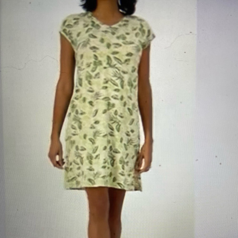 Muk Luks CloudKnit Lanai Short Sleeve Dress, Jungle Leaf, Small, NWT